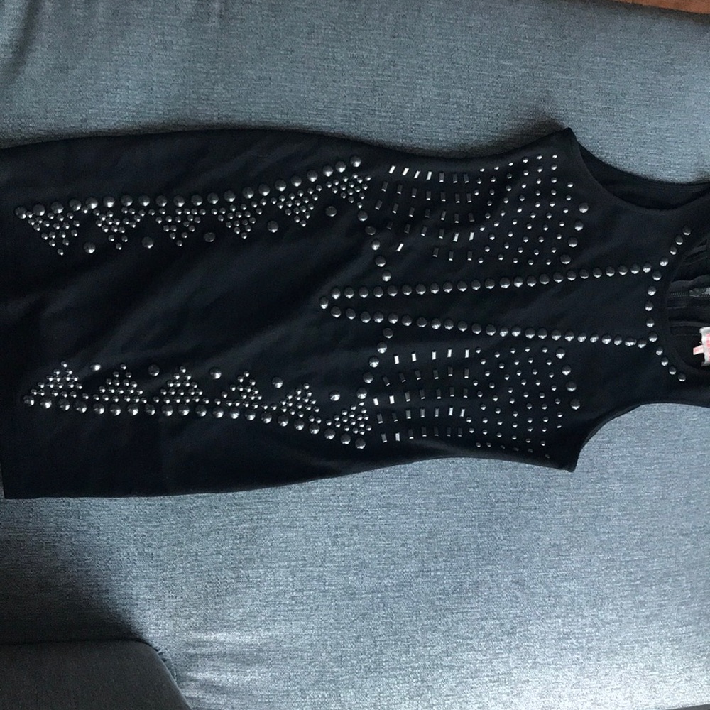 Black studded mini dress
